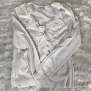 New York and company ruffle cardigan medium white